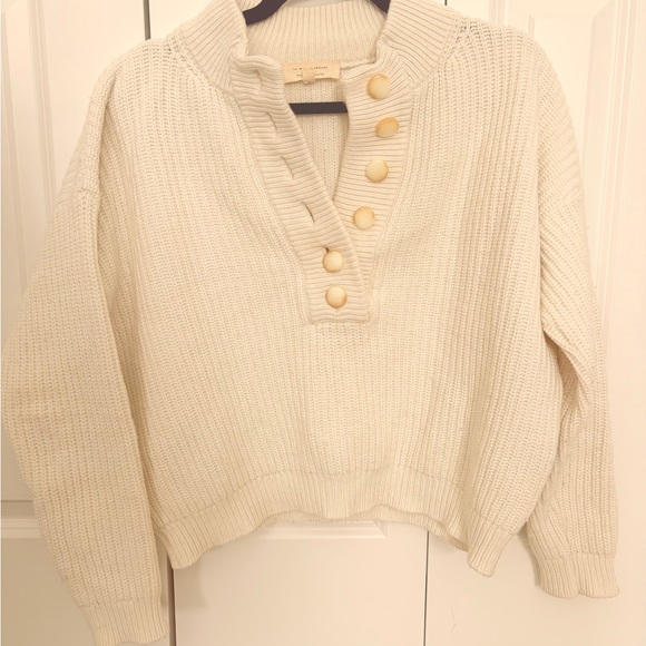 Sezane Lucas Cream Button-Up Sweater sz Small - Picture 2 of 6